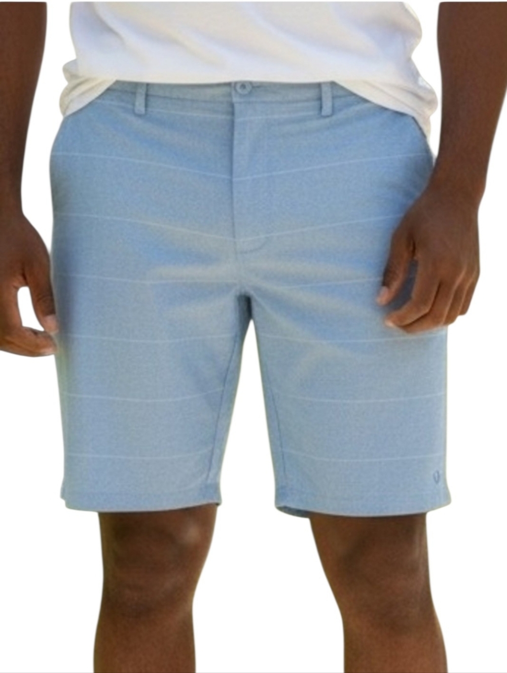 Hang Ten Men's Light Blue Flat-Front Performance Shorts